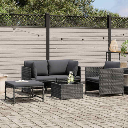 Set Divani da Giardino 4 pz con Cuscini in Polyrattan Grigio | homemem39
