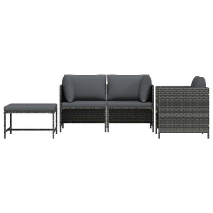 Set Divani da Giardino 4 pz con Cuscini in Polyrattan Grigio | homemem39