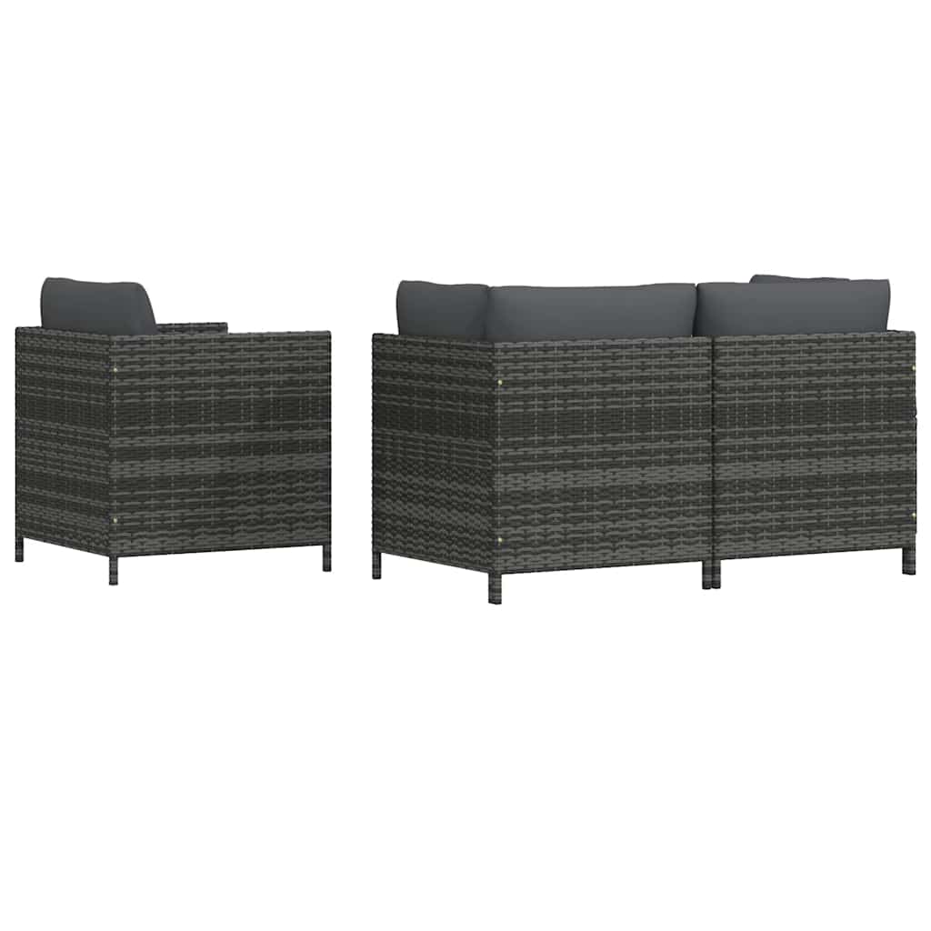 Set Divani da Giardino 4 pz con Cuscini in Polyrattan Grigio | homemem39