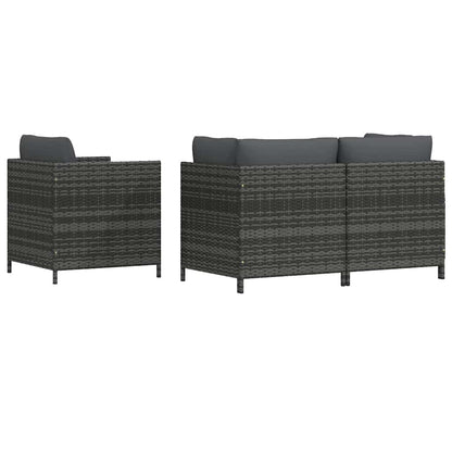 Set Divani da Giardino 4 pz con Cuscini in Polyrattan Grigio | homemem39
