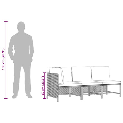 Set Divani da Giardino 3 pz con Cuscini in Polyrattan Grigio | homemem39