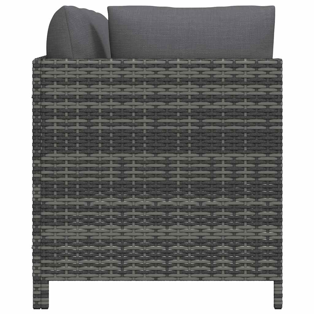 Set Divani da Giardino 3 pz con Cuscini in Polyrattan Grigio | homemem39