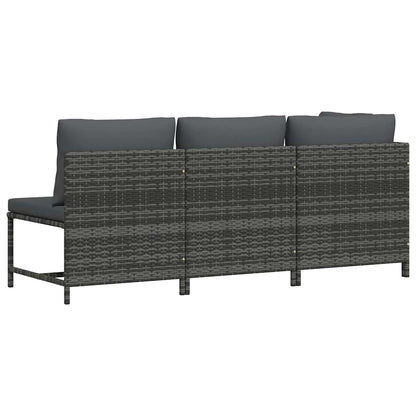 Set Divani da Giardino 3 pz con Cuscini in Polyrattan Grigio | homemem39