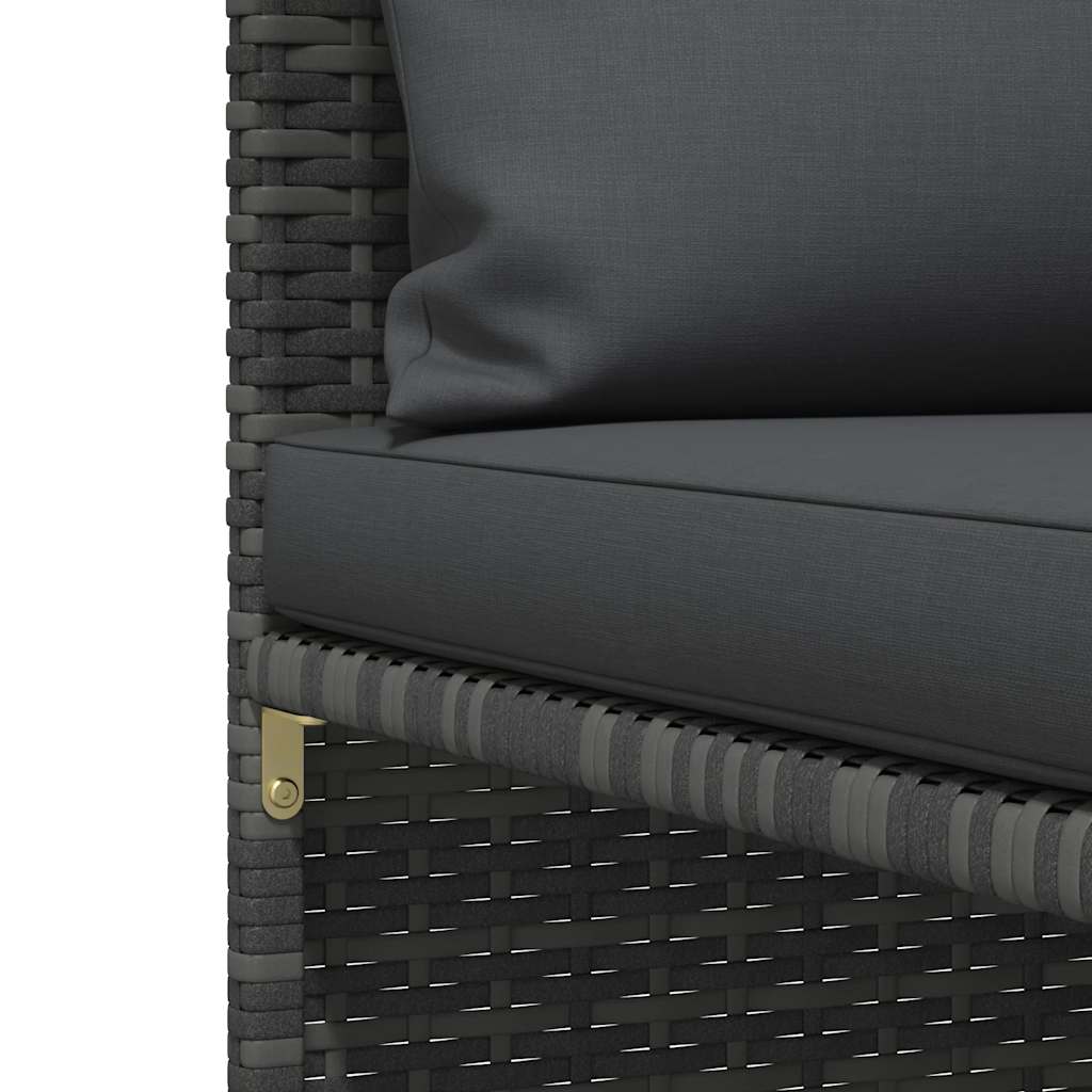 Set Divani da Giardino 3 pz con Cuscini in Polyrattan Grigio | homemem39