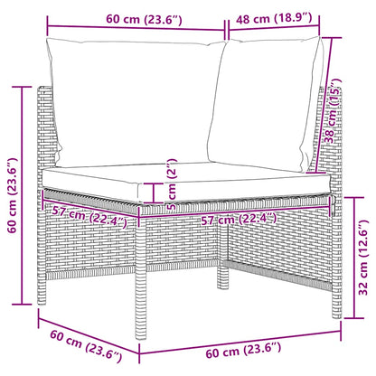Set Divani da Giardino 3 pz con Cuscini in Polyrattan Grigio | homemem39