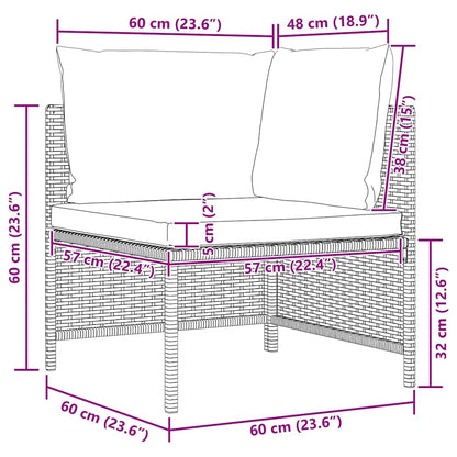 Set Divani da Giardino 3 pz con Cuscini in Polyrattan Grigio