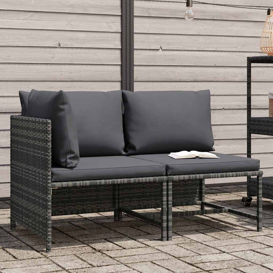 Set Divani da Giardino 2 pz con Cuscini in Polyrattan Grigio - homemem39