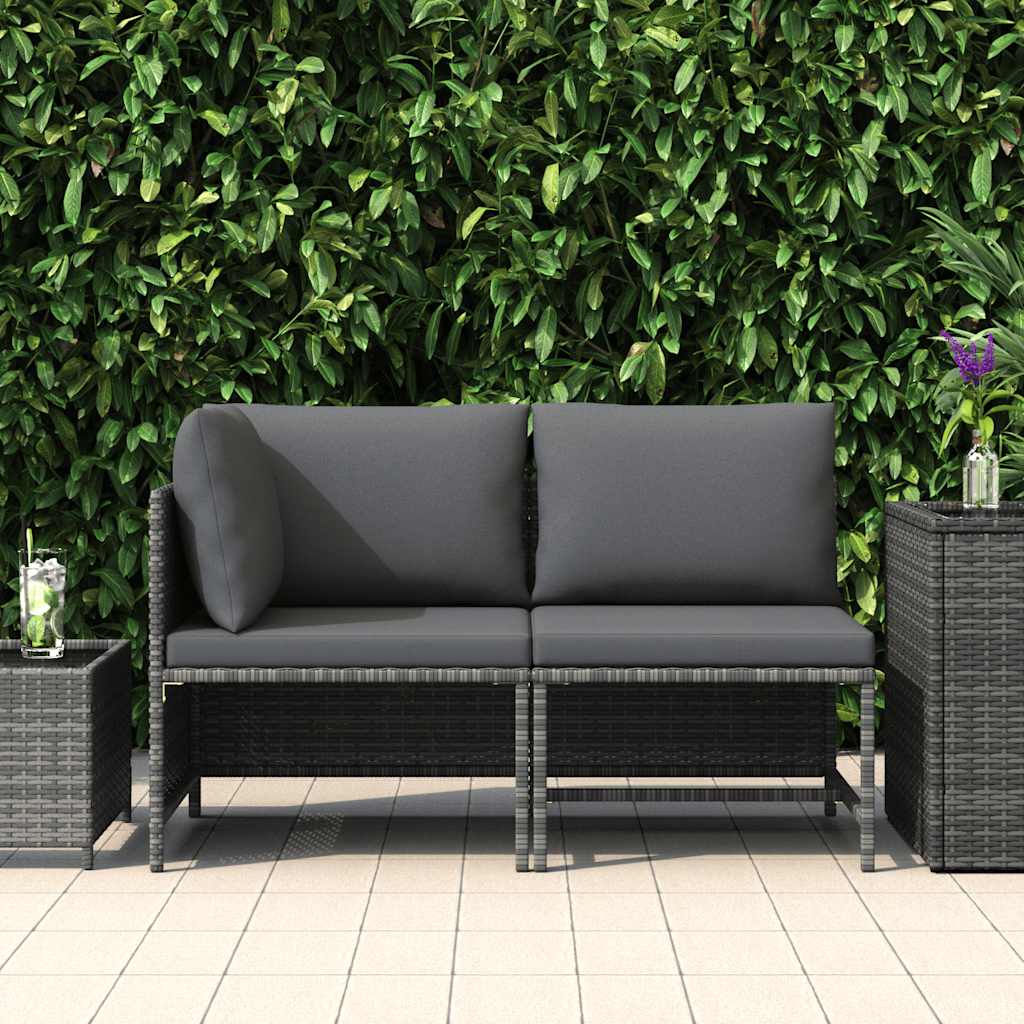 Set Divani da Giardino 2 pz con Cuscini in Polyrattan Grigio - homemem39