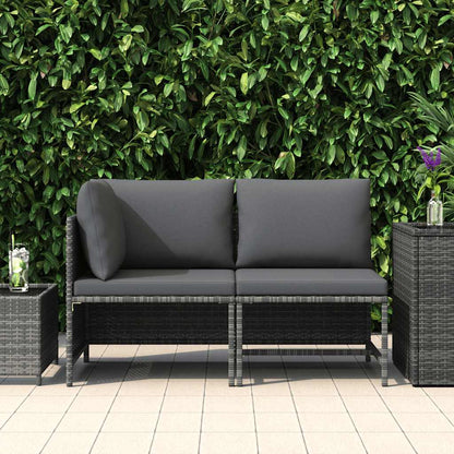Set Divani da Giardino 2 pz con Cuscini in Polyrattan Grigio - homemem39