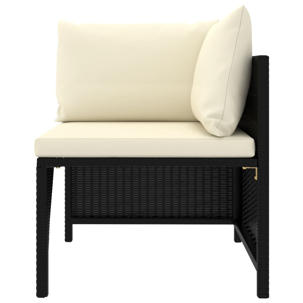 Divano ad Angolo Modulare con Cuscini in Polyrattan Nero - homemem39