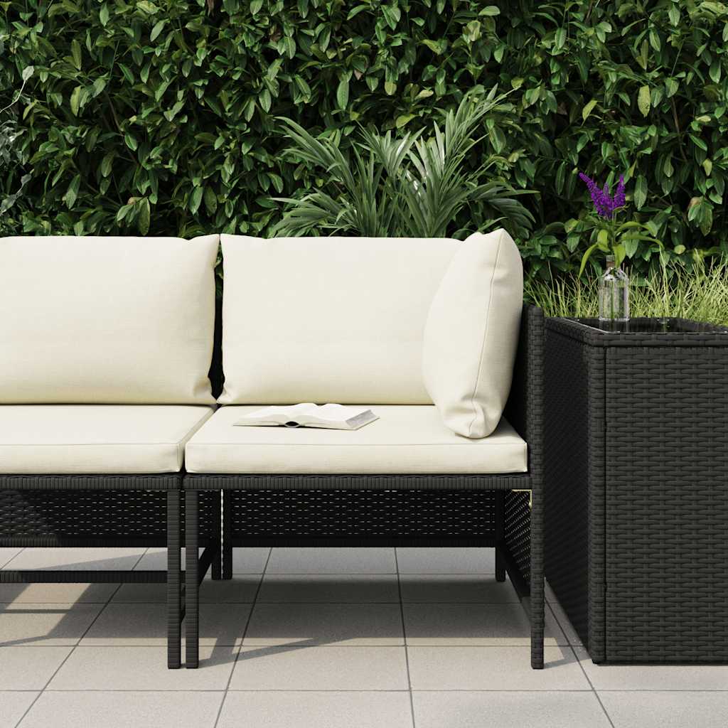Divano ad Angolo Modulare con Cuscini in Polyrattan Nero | homemem39