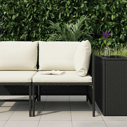 Divano ad Angolo Modulare con Cuscini in Polyrattan Nero | homemem39