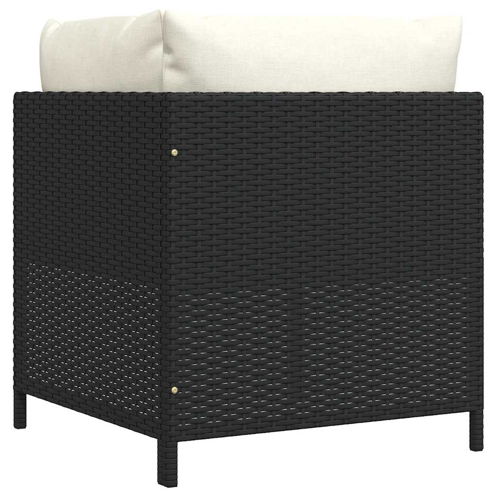 Divano ad Angolo Modulare con Cuscini in Polyrattan Nero - homemem39