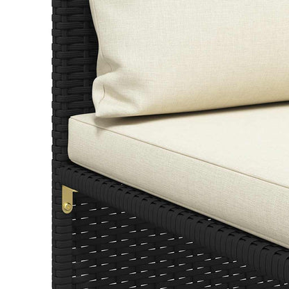 Divano ad Angolo Modulare con Cuscini in Polyrattan Nero - homemem39