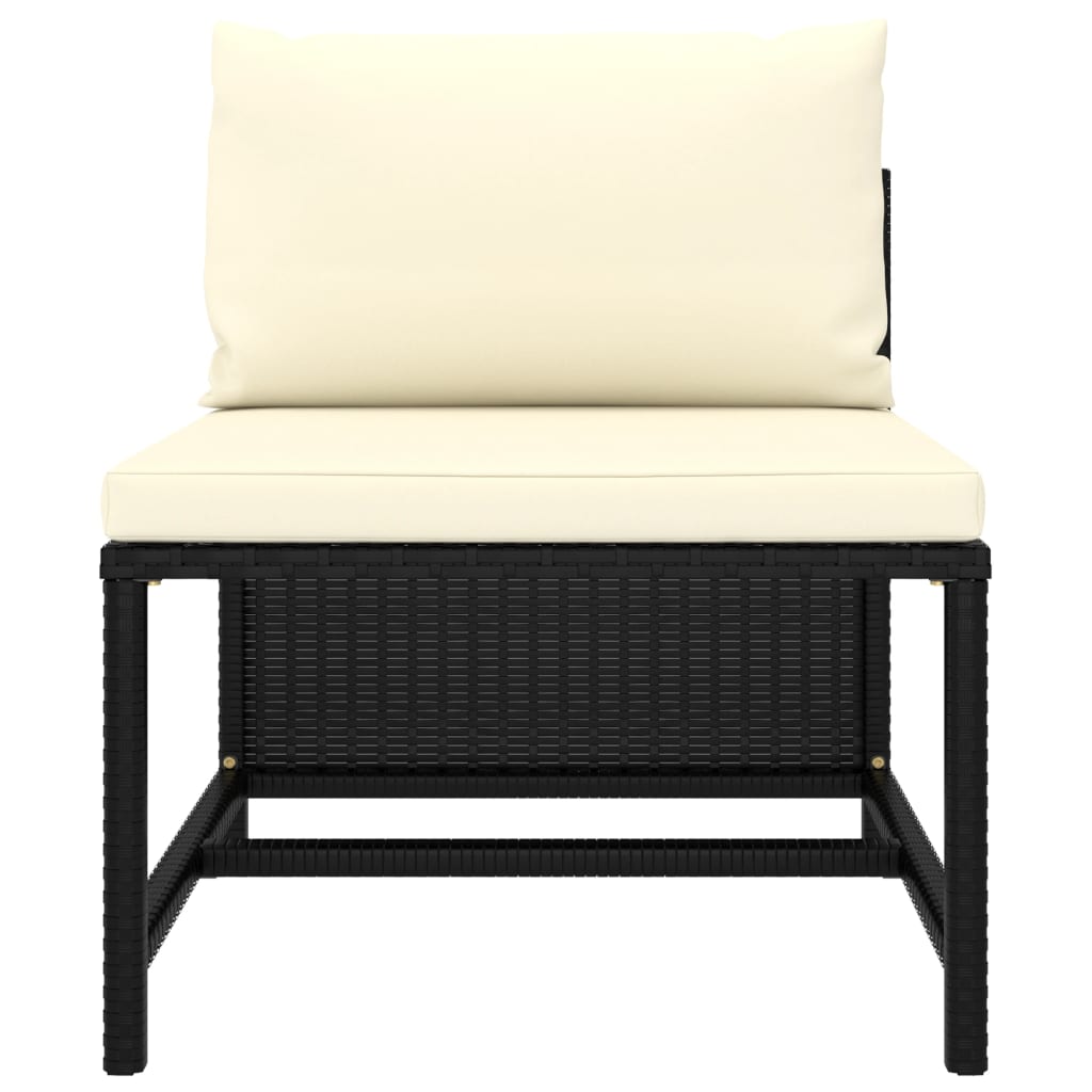 Divano Centrale Modulare con Cuscini in Polyrattan Nero - homemem39