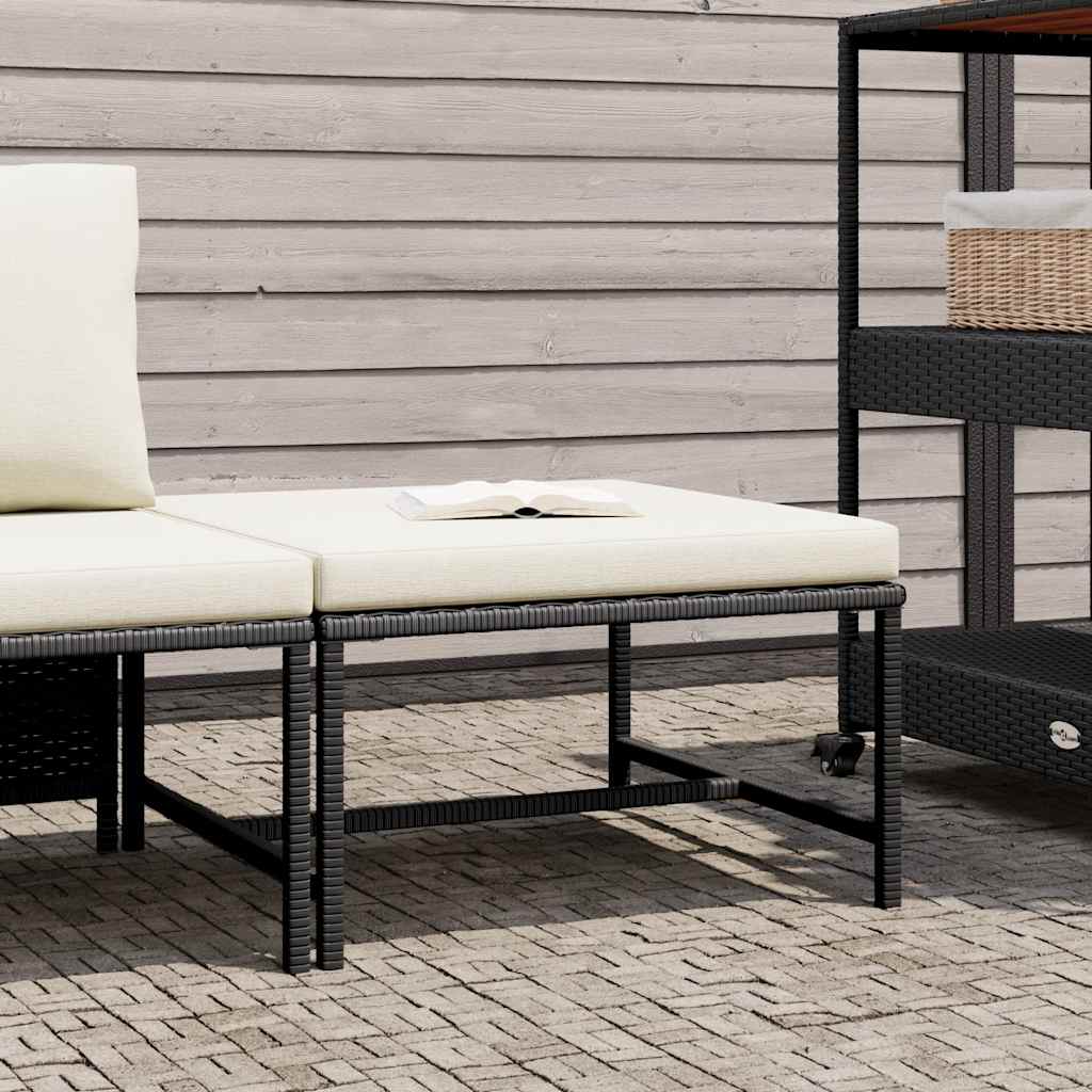 Poggiapiedi Modulare con Cuscino in Polyrattan Nero - homemem39