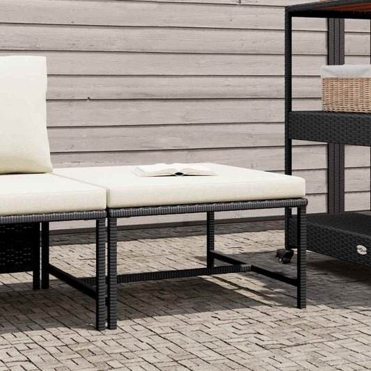 Poggiapiedi Modulare con Cuscino in Polyrattan Nero - homemem39