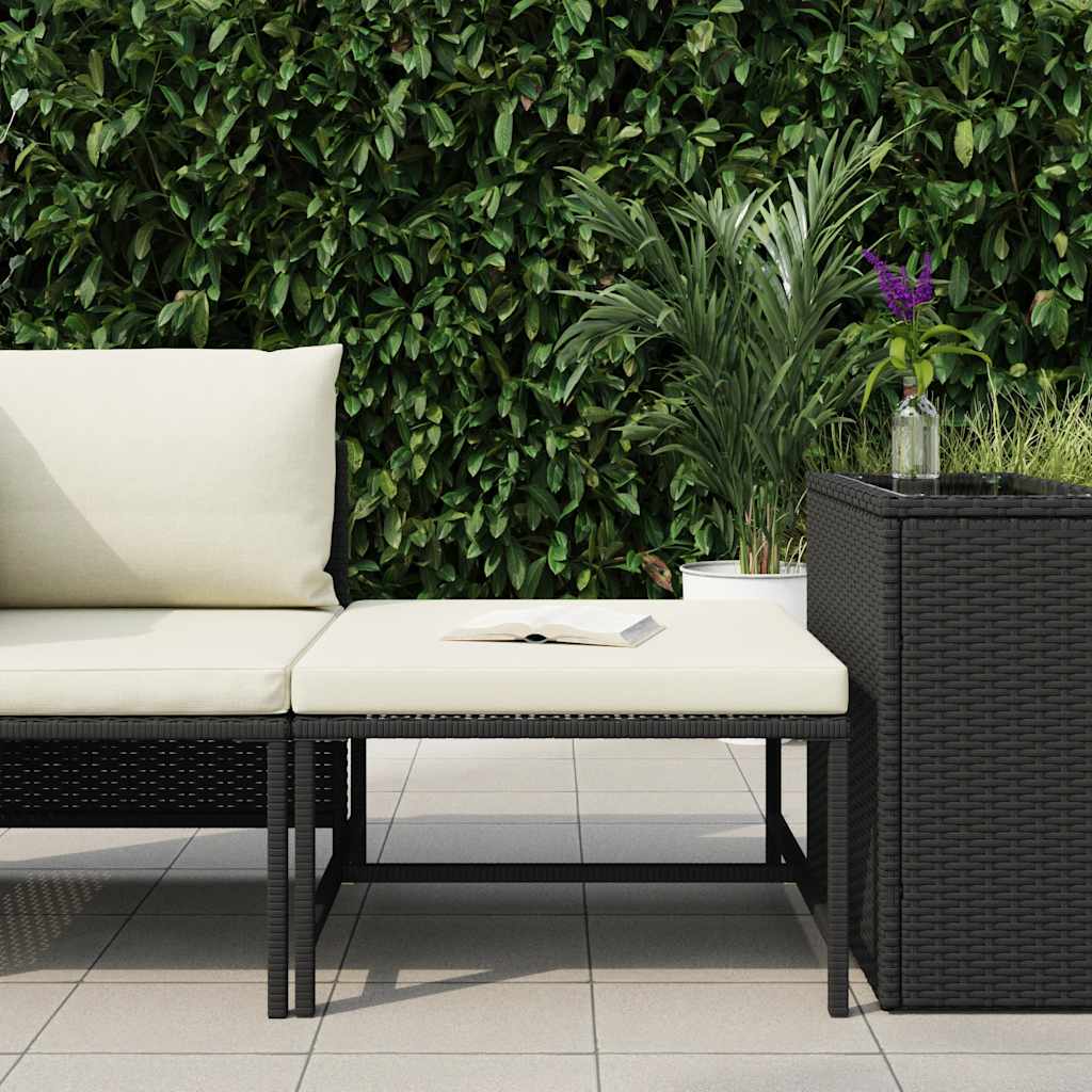Poggiapiedi Modulare con Cuscino in Polyrattan Nero - homemem39