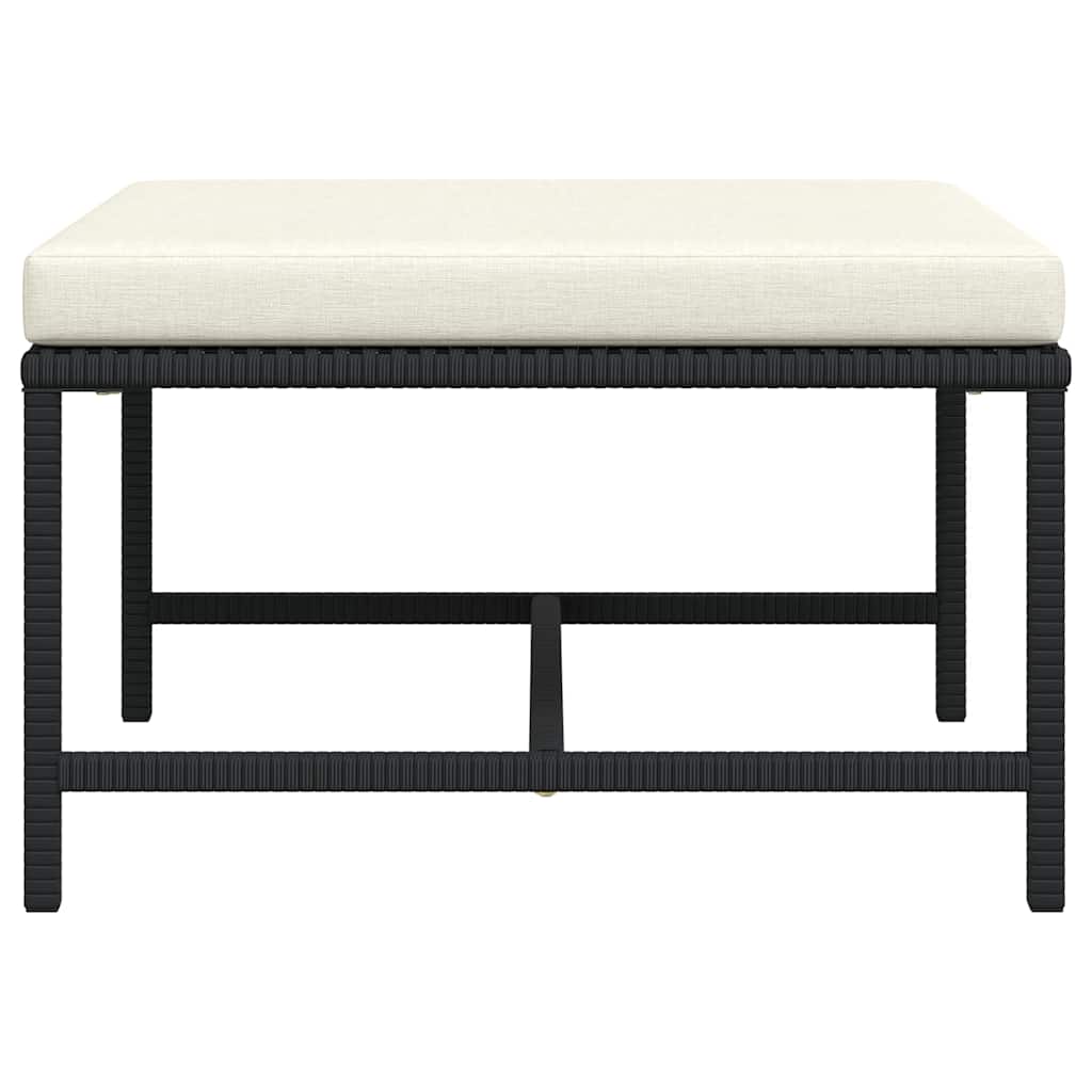 Poggiapiedi Modulare con Cuscino in Polyrattan Nero