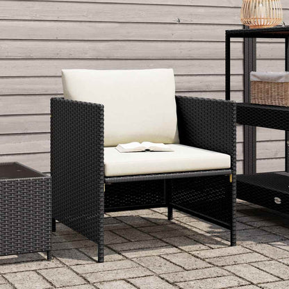 Poltrona da Giardino con Cuscini in Polyrattan Nero | homemem39