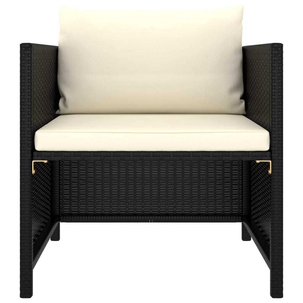 Poltrona da Giardino con Cuscini in Polyrattan Nero - homemem39