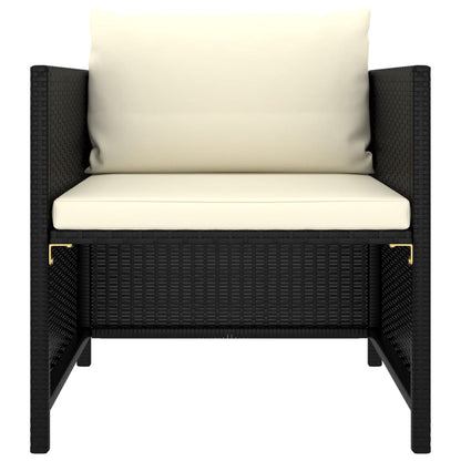 Poltrona da Giardino con Cuscini in Polyrattan Nero - homemem39