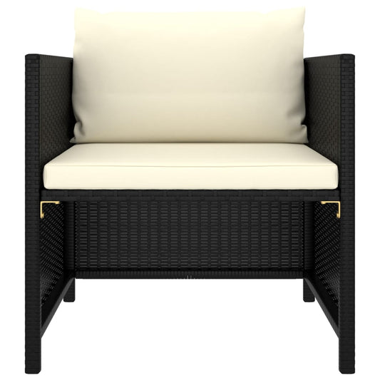 Poltrona da Giardino con Cuscini in Polyrattan Nero - homemem39