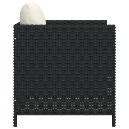 Poltrona da Giardino con Cuscini in Polyrattan Nero - homemem39