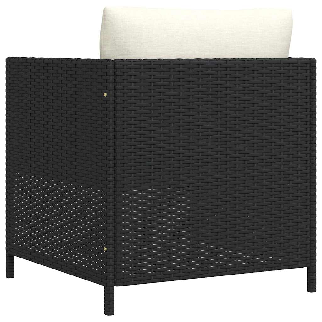 Poltrona da Giardino con Cuscini in Polyrattan Nero - homemem39