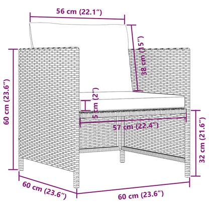 Poltrona da Giardino con Cuscini in Polyrattan Nero - homemem39