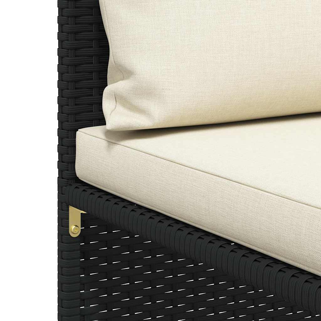 Divano da Giardino a 2 Posti con Cuscini Nero in Polyrattan