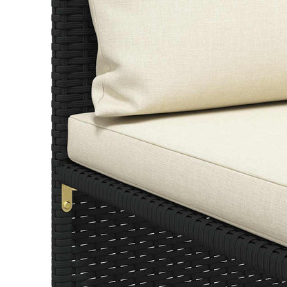 Divano da Giardino a 2 Posti con Cuscini Nero in Polyrattan