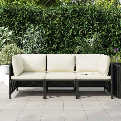 Divano da Giardino a 3 Posti con Cuscini in Polyrattan