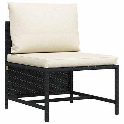 Divano da Giardino a 3 Posti con Cuscini in Polyrattan Nero - homemem39