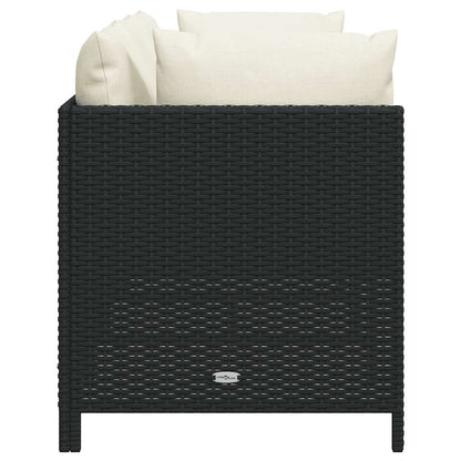 Divano da Giardino a 3 Posti con Cuscini in Polyrattan Nero | homemem39