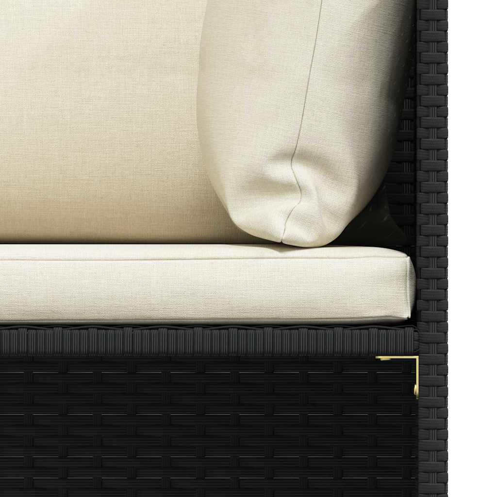 Divano da Giardino a 3 Posti con Cuscini in Polyrattan Nero - homemem39