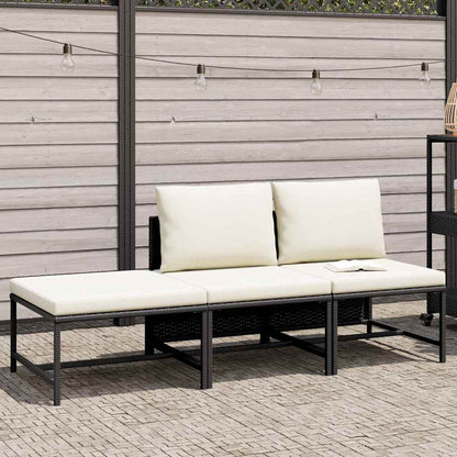 Set Divani da Giardino 3 pz con Cuscini in Polyrattan
