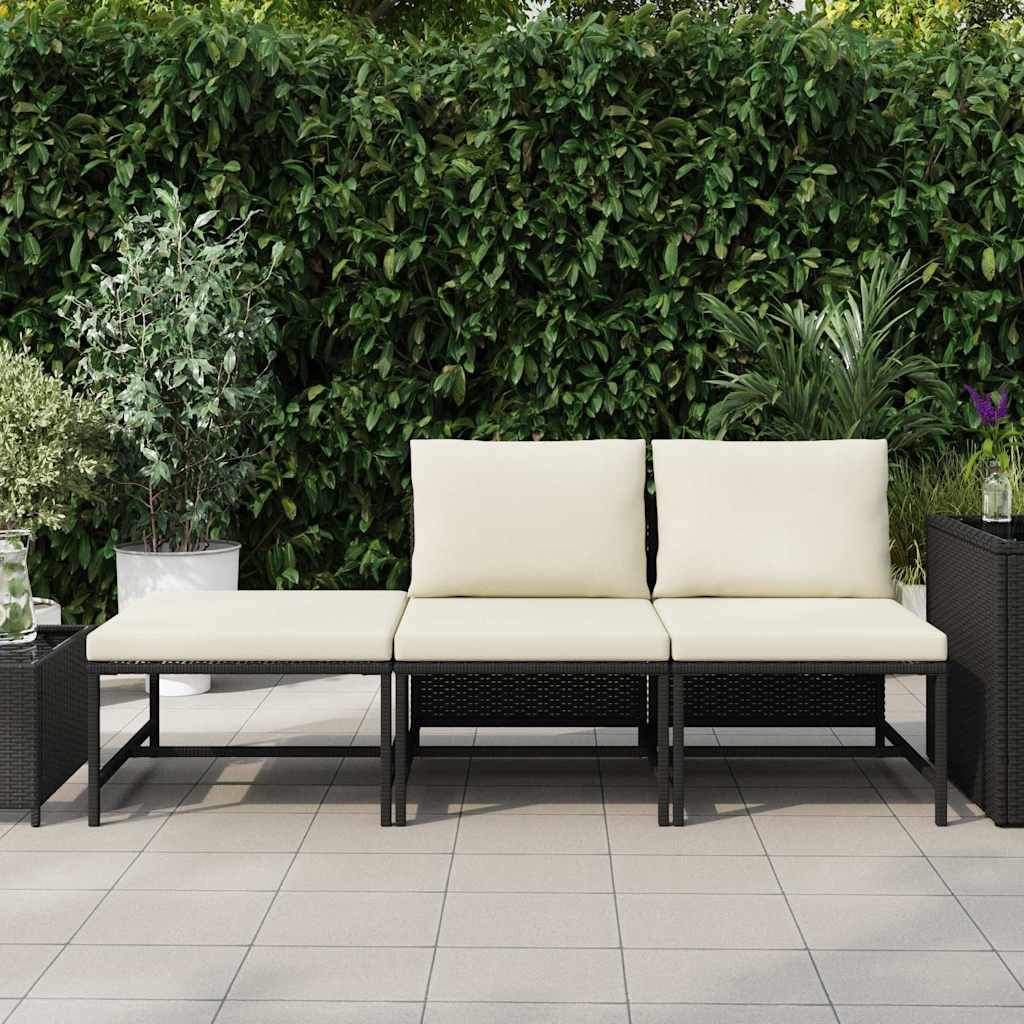 Set Divani da Giardino 3 pz con Cuscini in Polyrattan