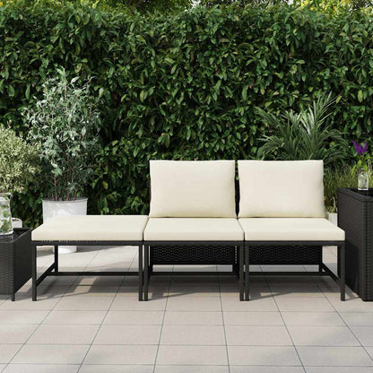 Set Divani da Giardino 3 pz con Cuscini in Polyrattan