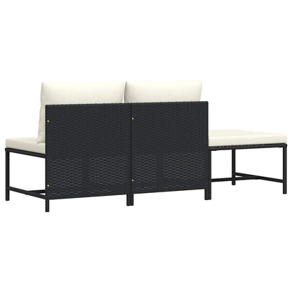 Set Divani da Giardino 3 pz con Cuscini in Polyrattan Nero - homemem39