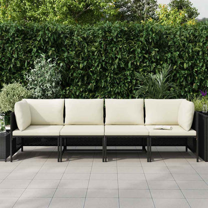 Divano da Giardino a 4 Posti con Cuscini in Polyrattan
