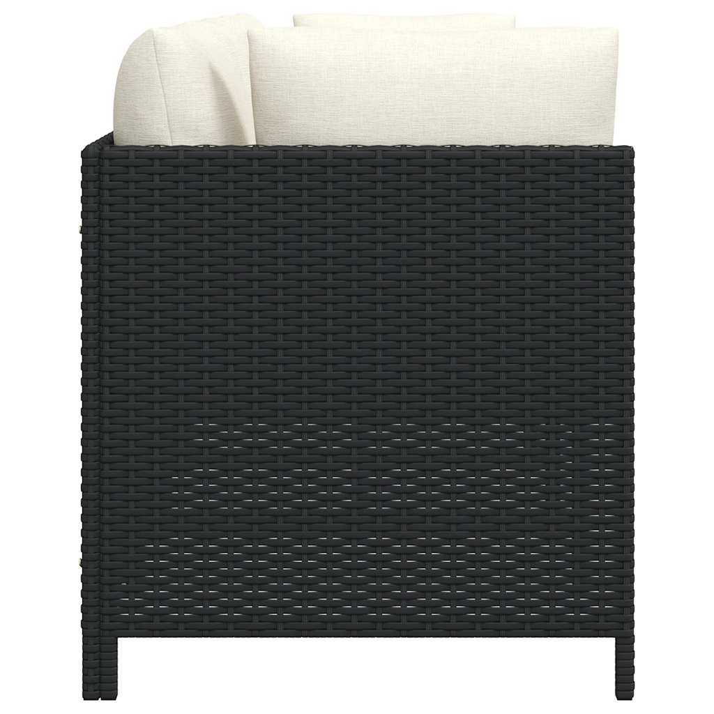 Divano da Giardino a 4 Posti con Cuscini Nero in Polyrattan | homemem39