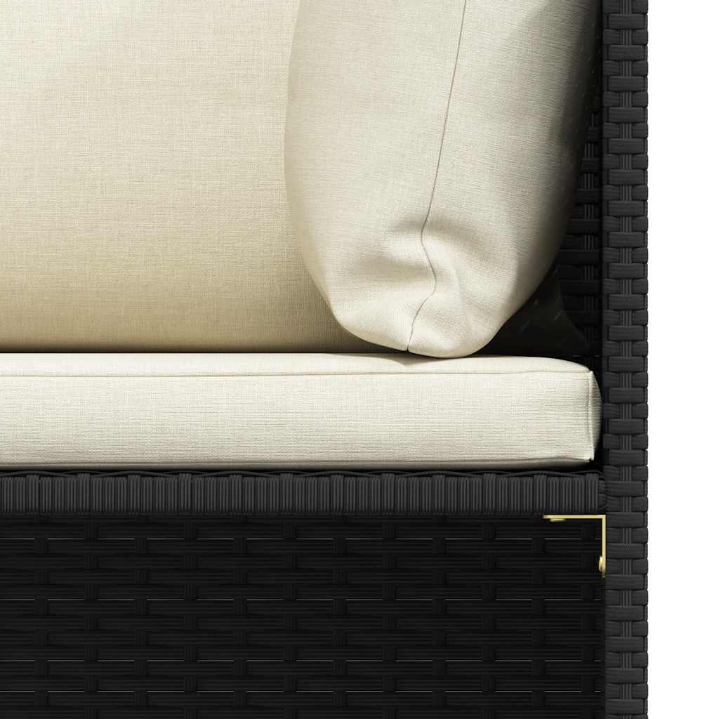 Divano da Giardino a 4 Posti con Cuscini Nero in Polyrattan | homemem39