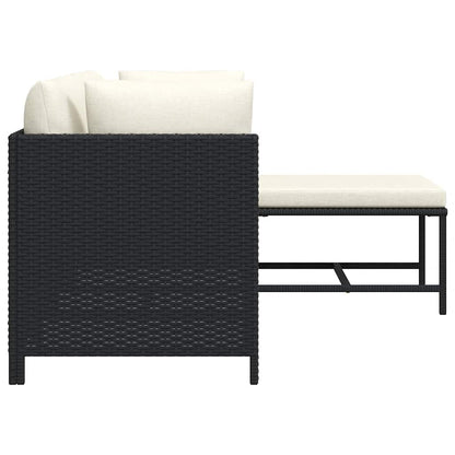 Set Divani da Giardino 4 pz con Cuscini in Polyrattan Nero | homemem39
