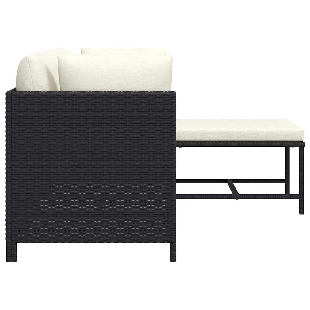 Set Divani da Giardino 4 pz con Cuscini in Polyrattan Nero - homemem39