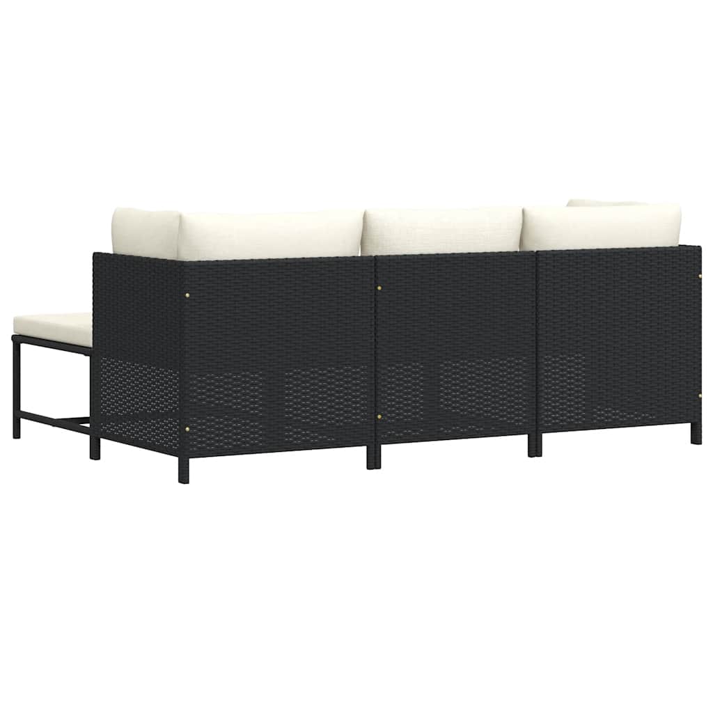 Set Divani da Giardino 4 pz con Cuscini in Polyrattan Nero | homemem39