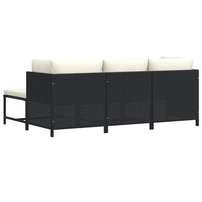 Set Divani da Giardino 4 pz con Cuscini in Polyrattan Nero - homemem39