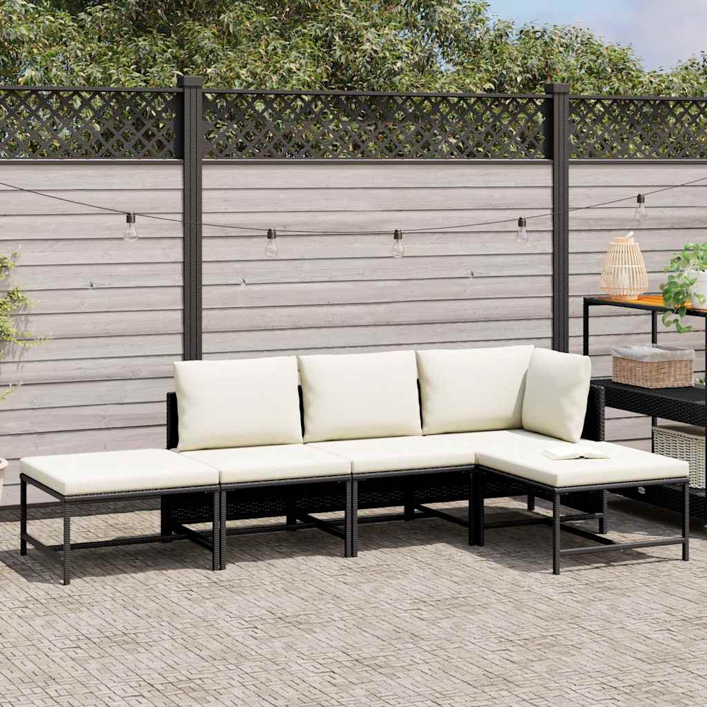 Set Divani da Giardino 5 pz con Cuscini in Polyrattan