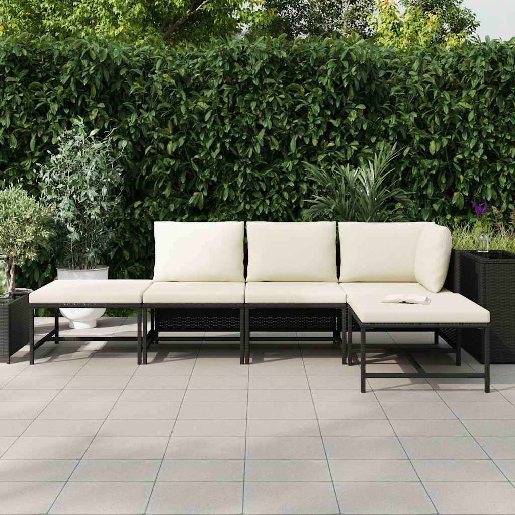 Set Divani da Giardino 5 pz con Cuscini in Polyrattan