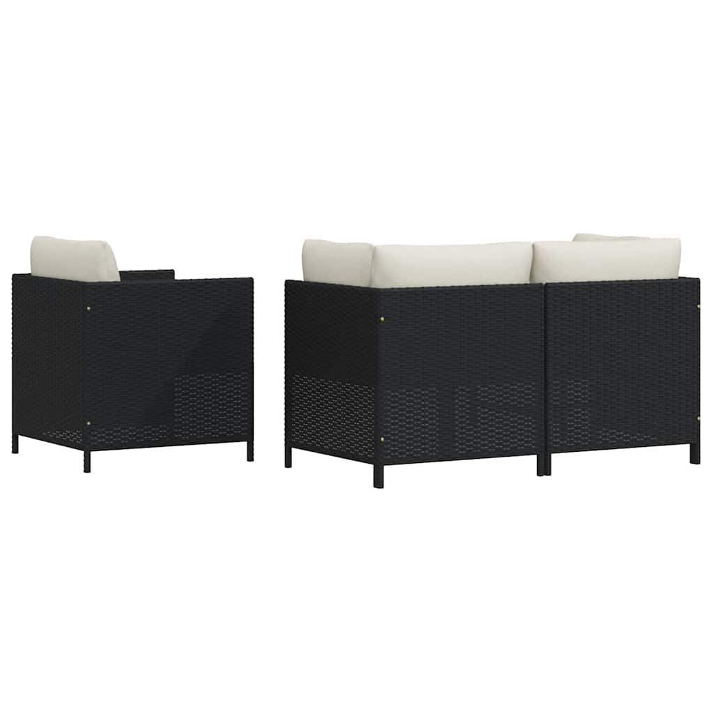 Set Divani da Giardino 4 pz con Cuscini in Polyrattan Nero | homemem39
